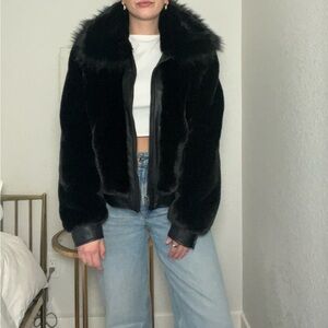 Women's Black Blank NYC Faux Fur Jacket